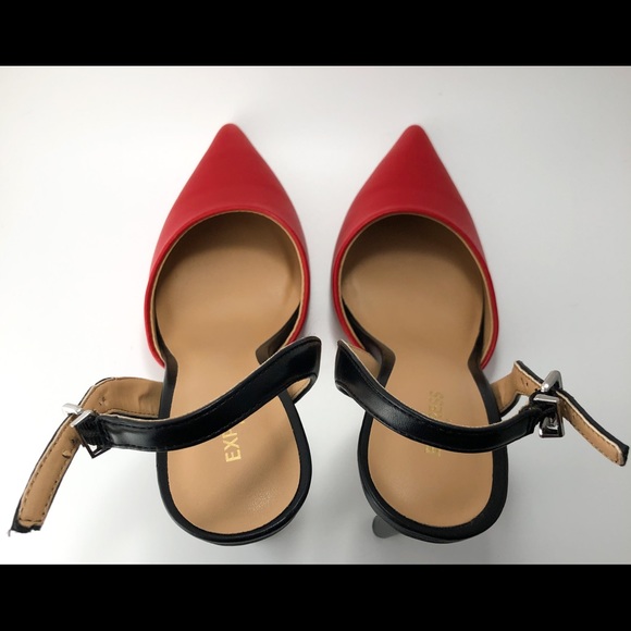 Express pointy heel size 6 red & black - Picture 4 of 4